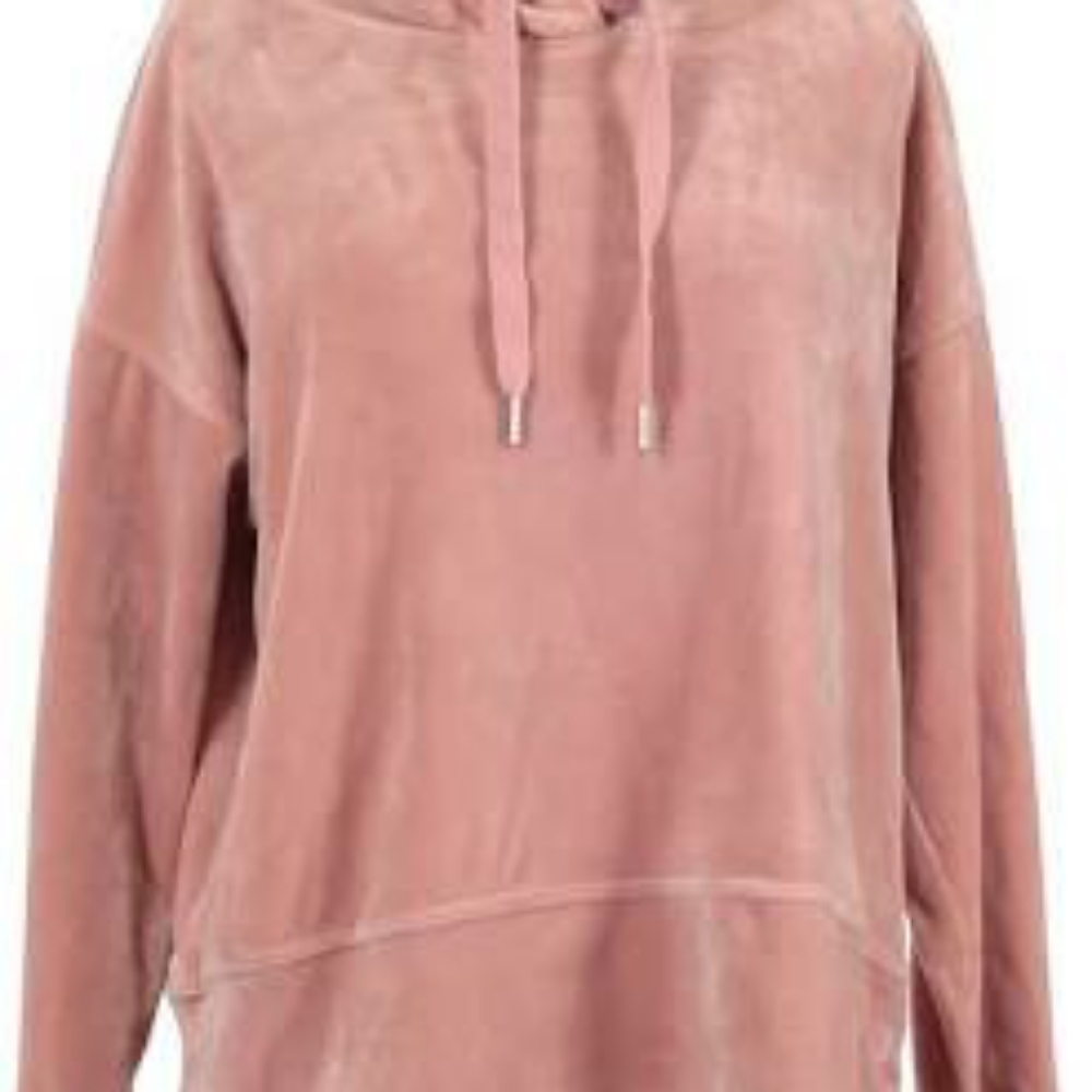Velvet plush pink pullover hoodie